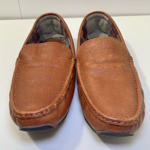 LL Bean Men’s Flannel Lined Slippers, size 10, Chestnut Leather